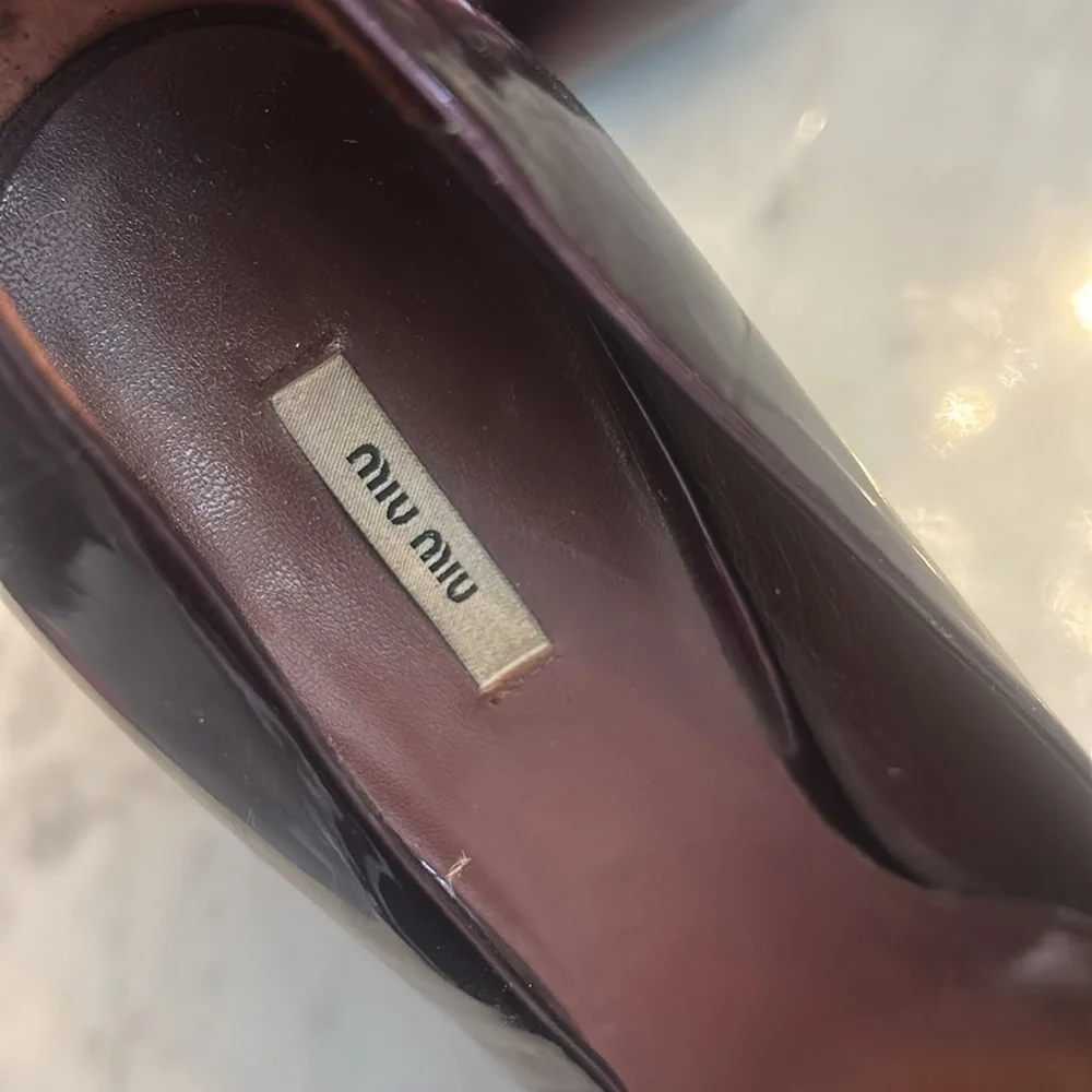 Miu Miu Vintage Dark Purple Red Patent Leather Heels